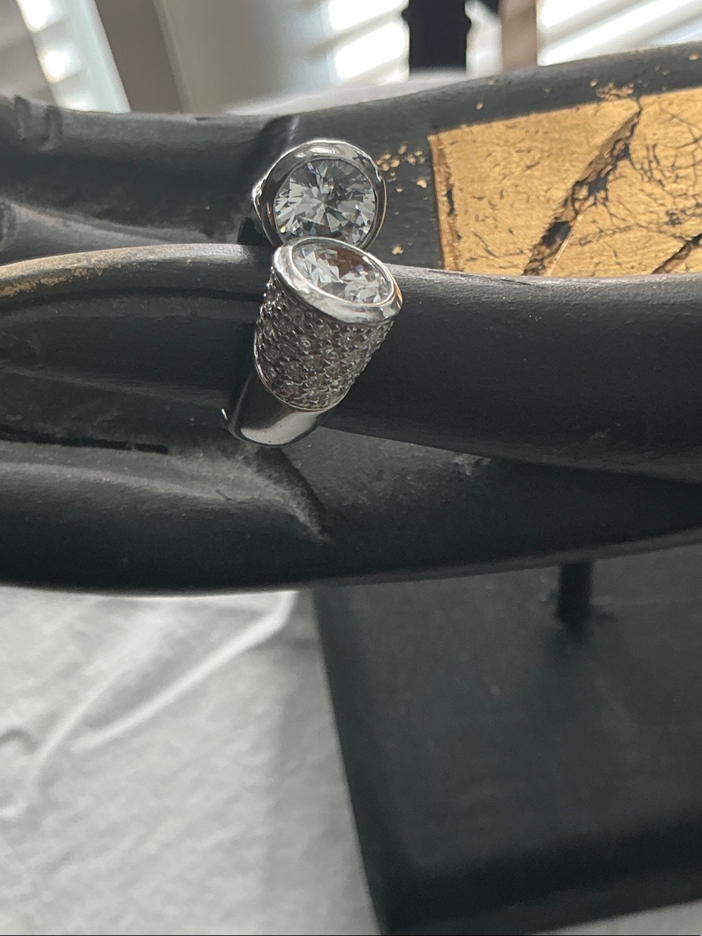 Nordstrom Silver-Tone Open Ring with Large Clear Stone and Pave Accent 7 - Picture 4 of 7